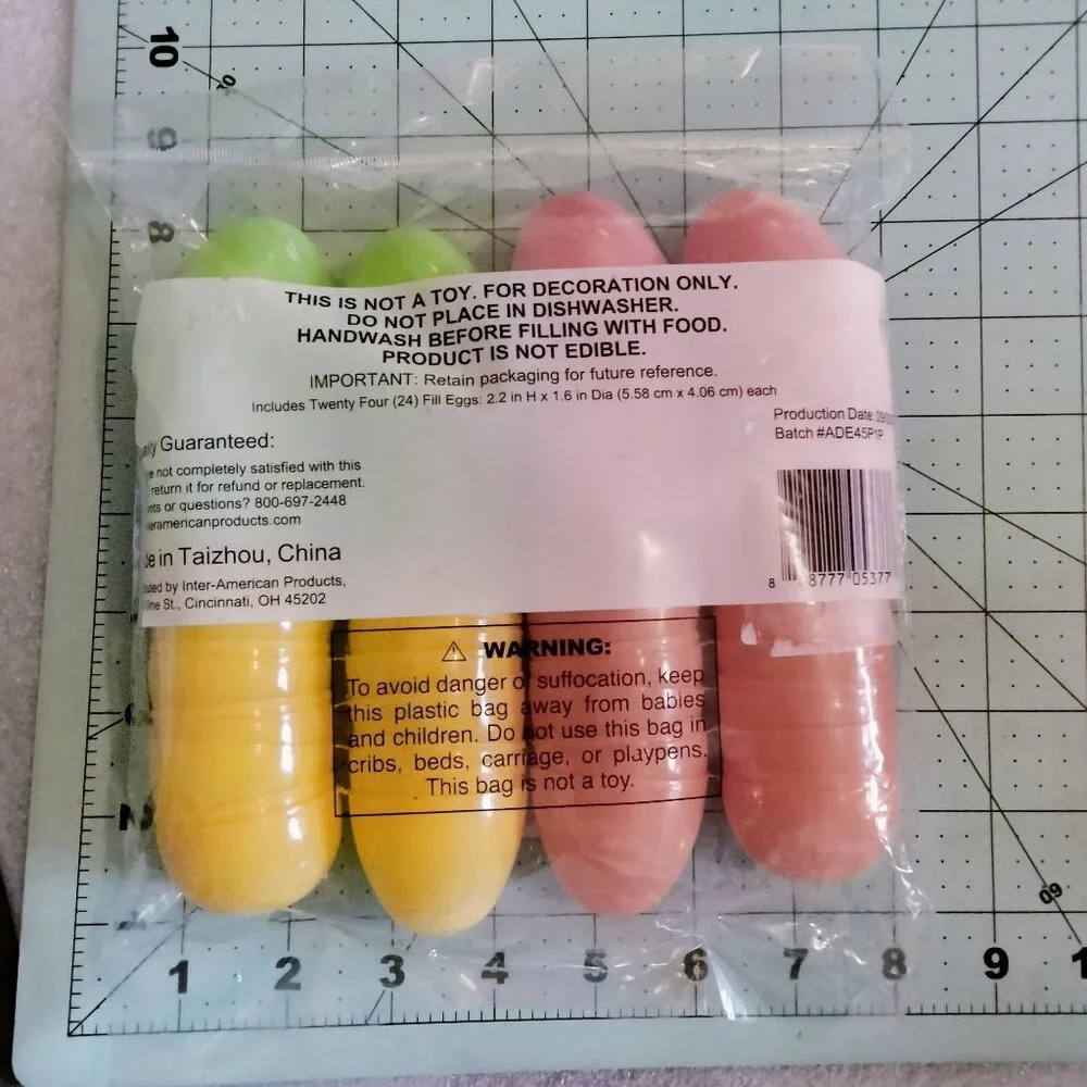 Easter Fill Eggs Hinged 24 Ct Pink Orange Yellow Green Plastic Party Favor